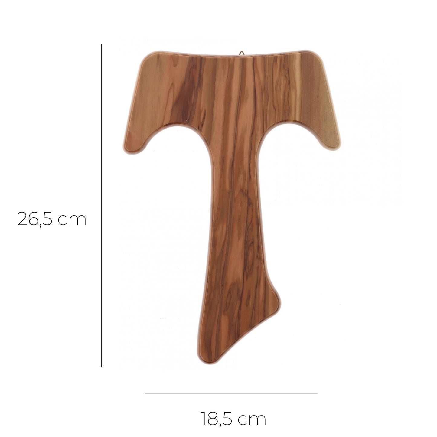 Croce Tau in legno d'olivo. Altezza 26,5 cm