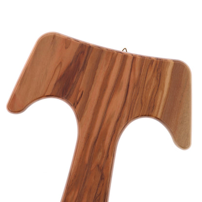 Croce Tau in legno d'olivo. Altezza 26,5 cm