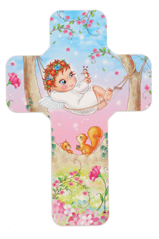 Ricordino Nascita/Battesimo - croce nascita bambino e bambina. Altezza 18 cm