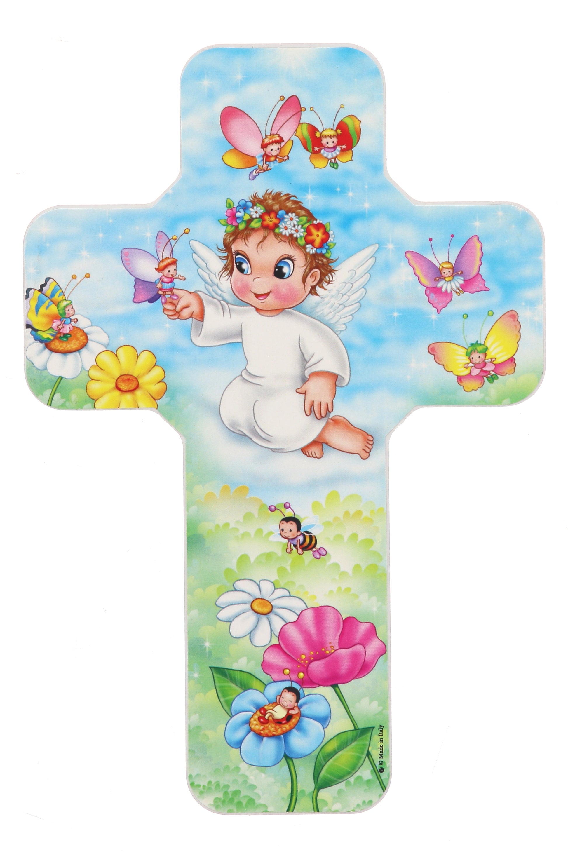 Ricordino Nascita/Battesimo - croce nascita bambino e bambina. Altezza 18 cm