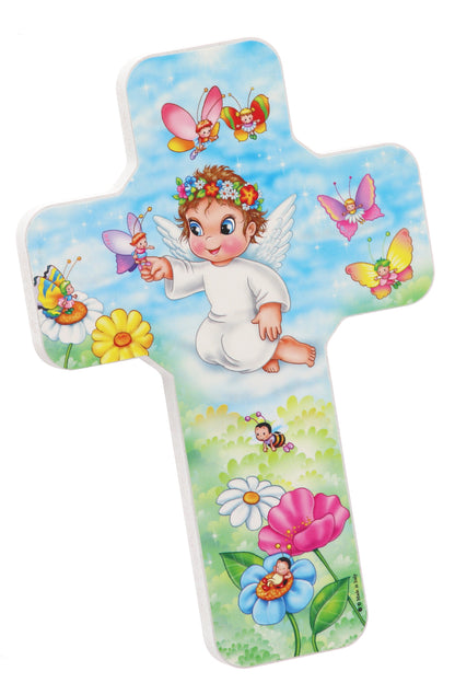 Ricordino Nascita/Battesimo - croce nascita bambino e bambina. Altezza 18 cm
