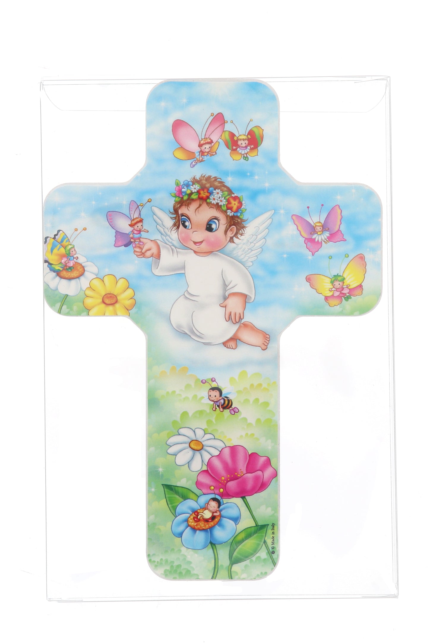 Ricordino Nascita/Battesimo - croce nascita bambino e bambina. Altezza 18 cm