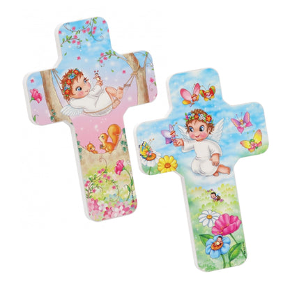 Ricordino Nascita/Battesimo - croce nascita bambino e bambina. Altezza 18 cm