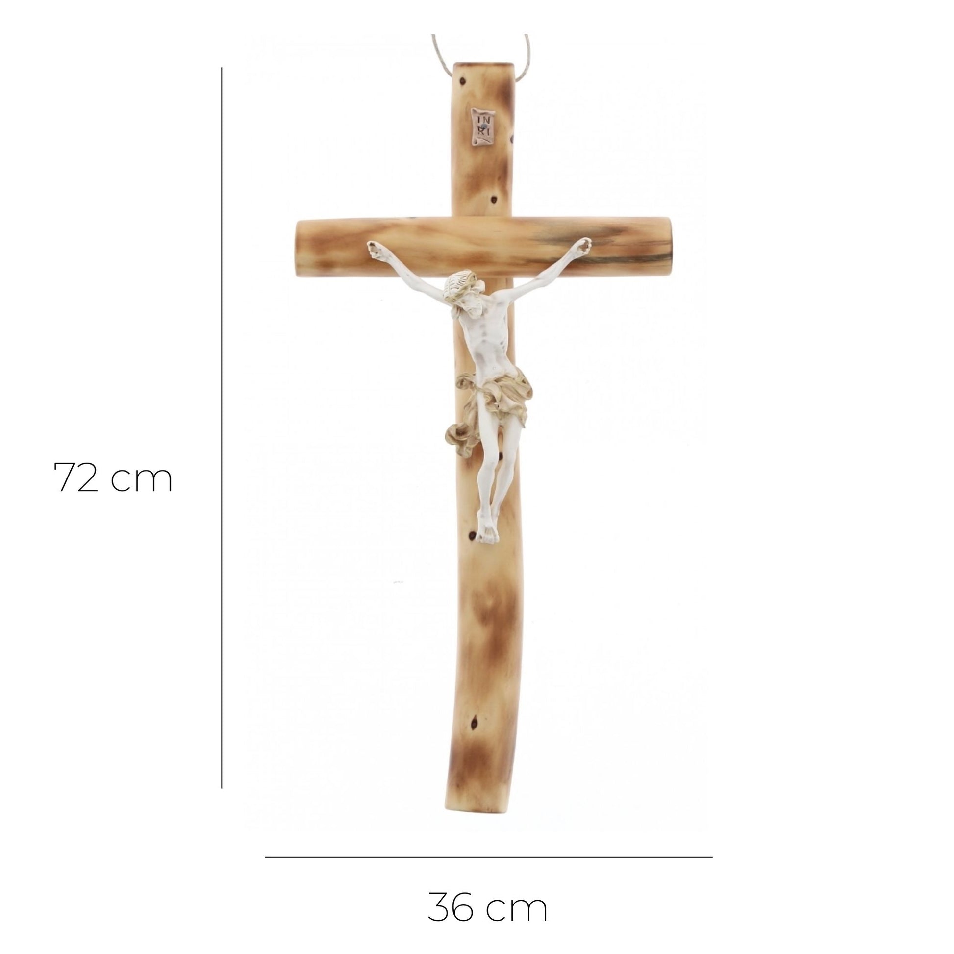Crocifisso in legno e corpo in resina decorato. Altezza 72 cm