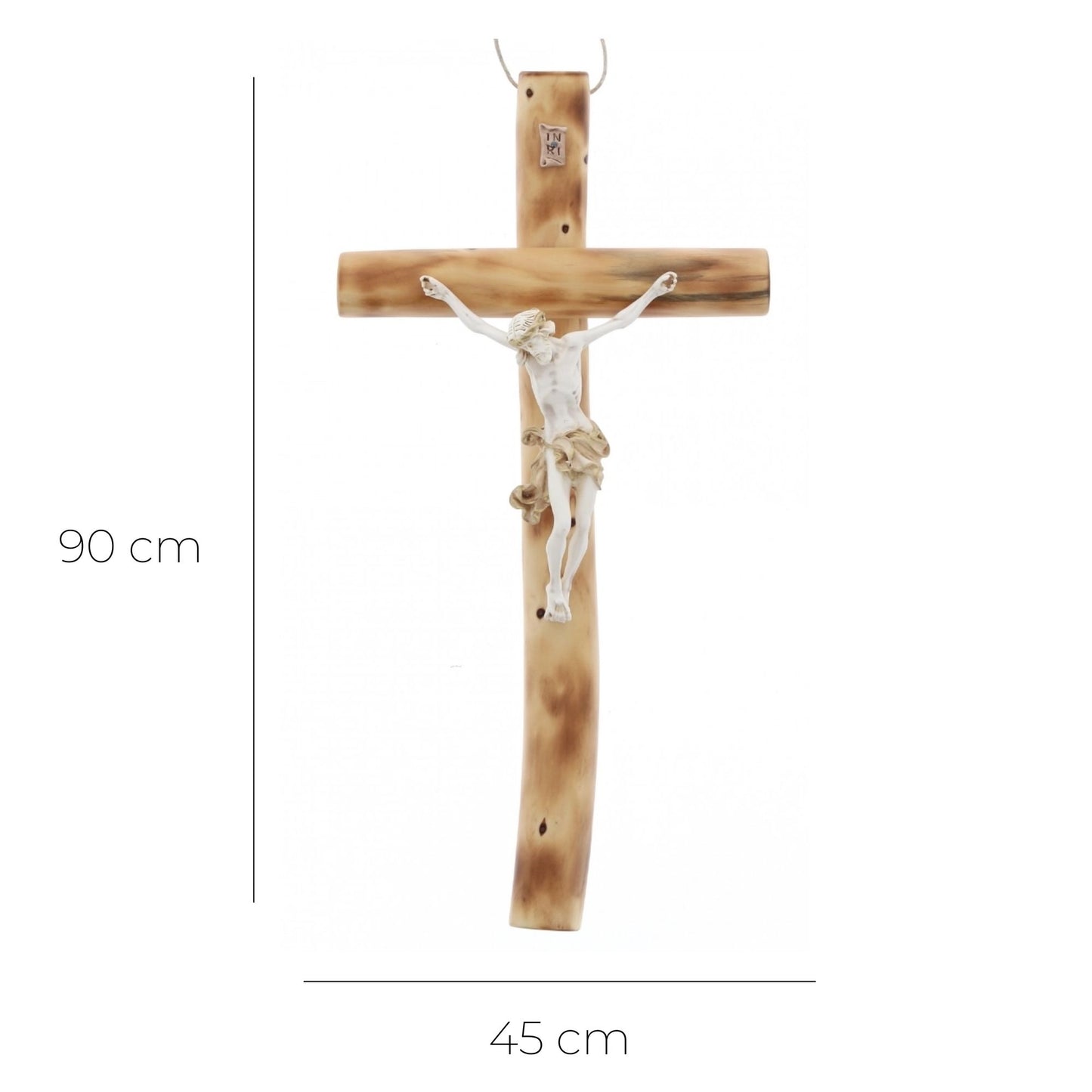 Crocifisso in legno e corpo in resina decorato. Altezza 90 cm