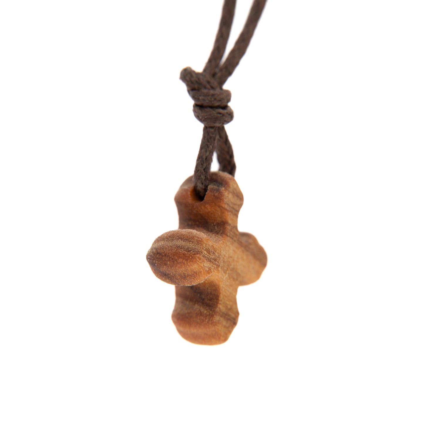 Ciondolo croce in legno d'olivo, con cordoncino 1 cm