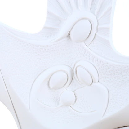 Crocifisso Sacra Famiglia, moderno, in resina bianca. Altezza 29 cm