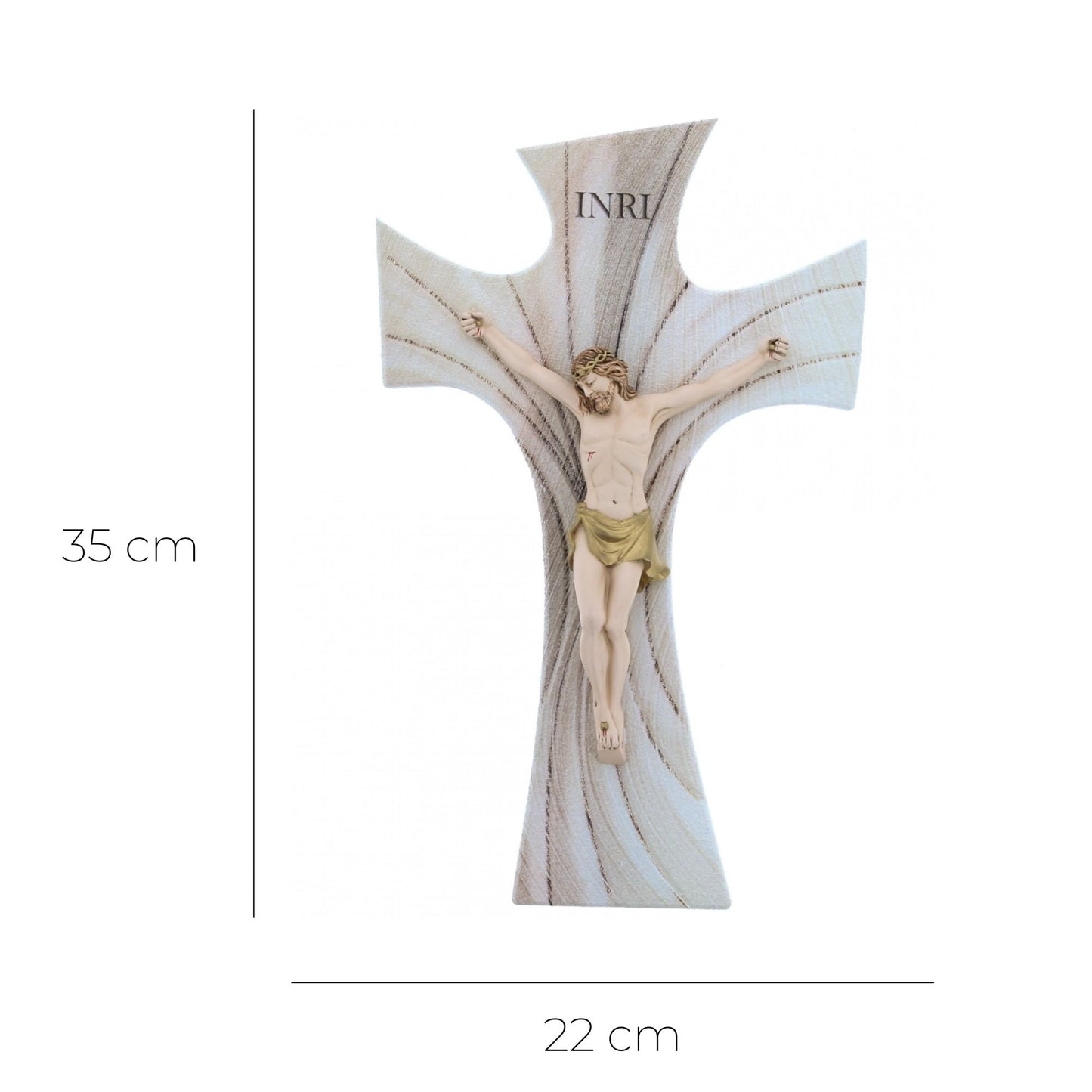 Crocifisso in legno e corpo resina dipinta. Altezza 35 cm