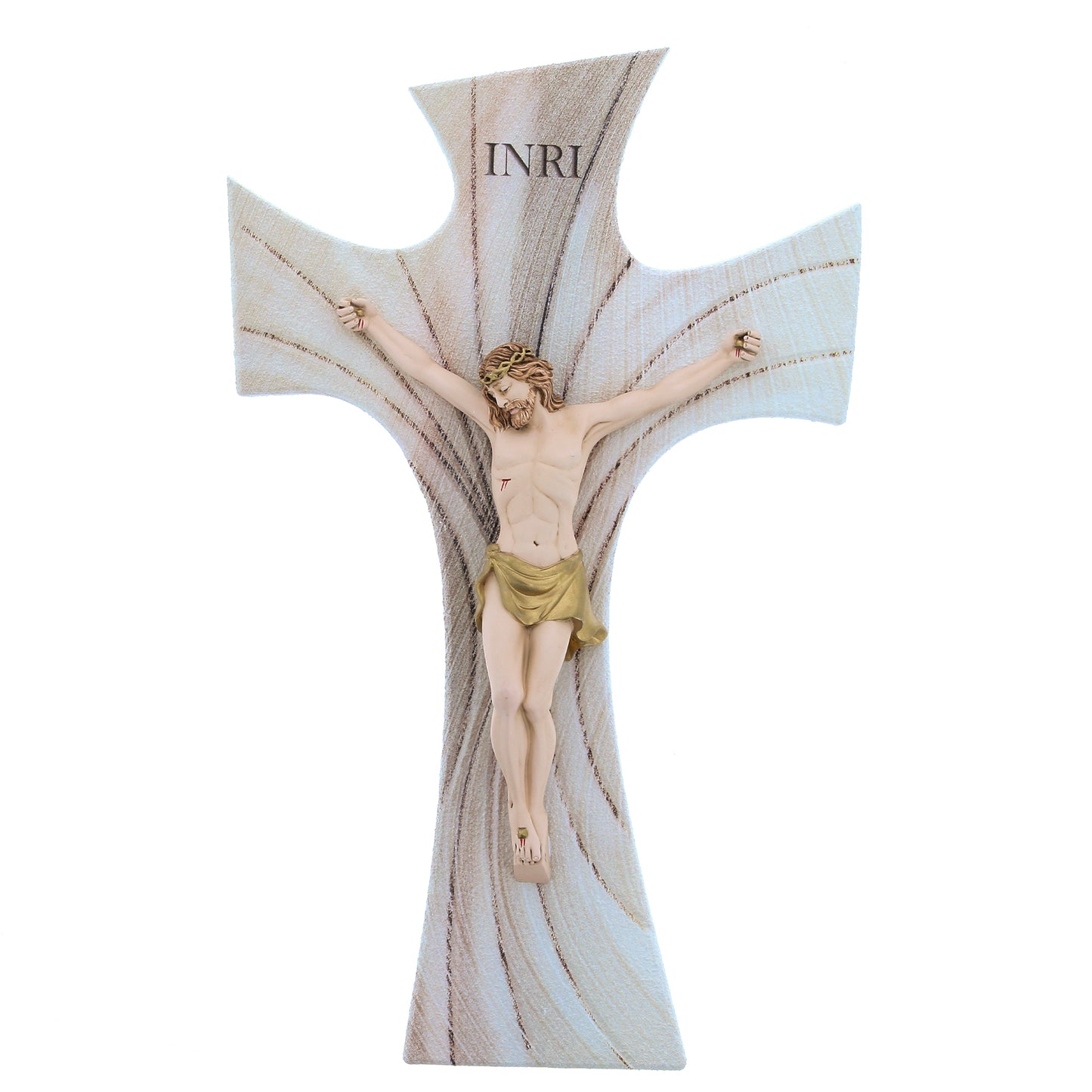 Crocifisso in legno e corpo resina dipinta. Altezza 35 cm