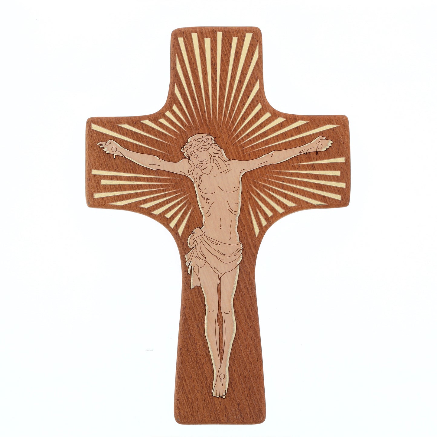 Crocifisso in legno, corpo inciso. Altezza 30 cm