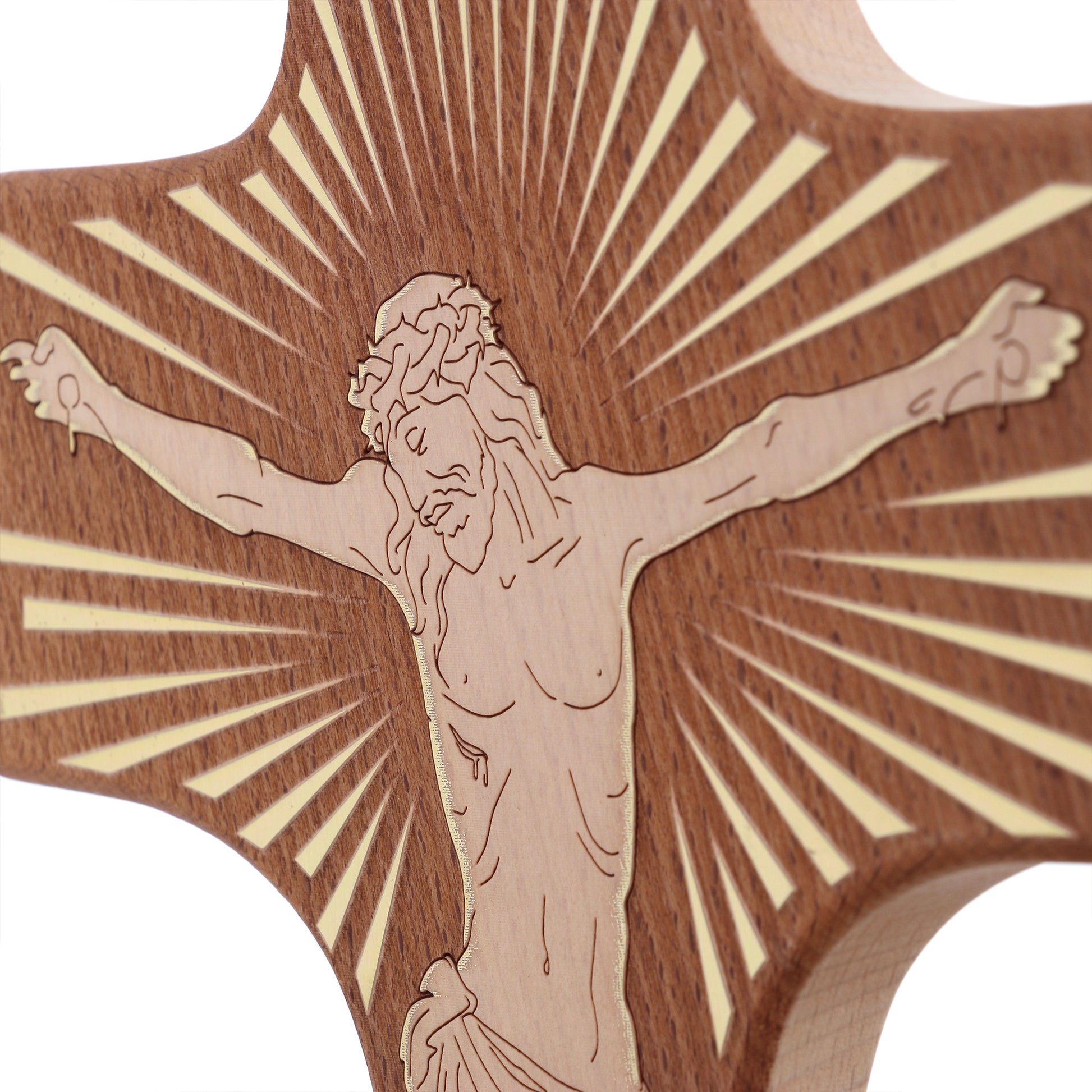 Crocifisso in legno, corpo inciso. Altezza 30 cm