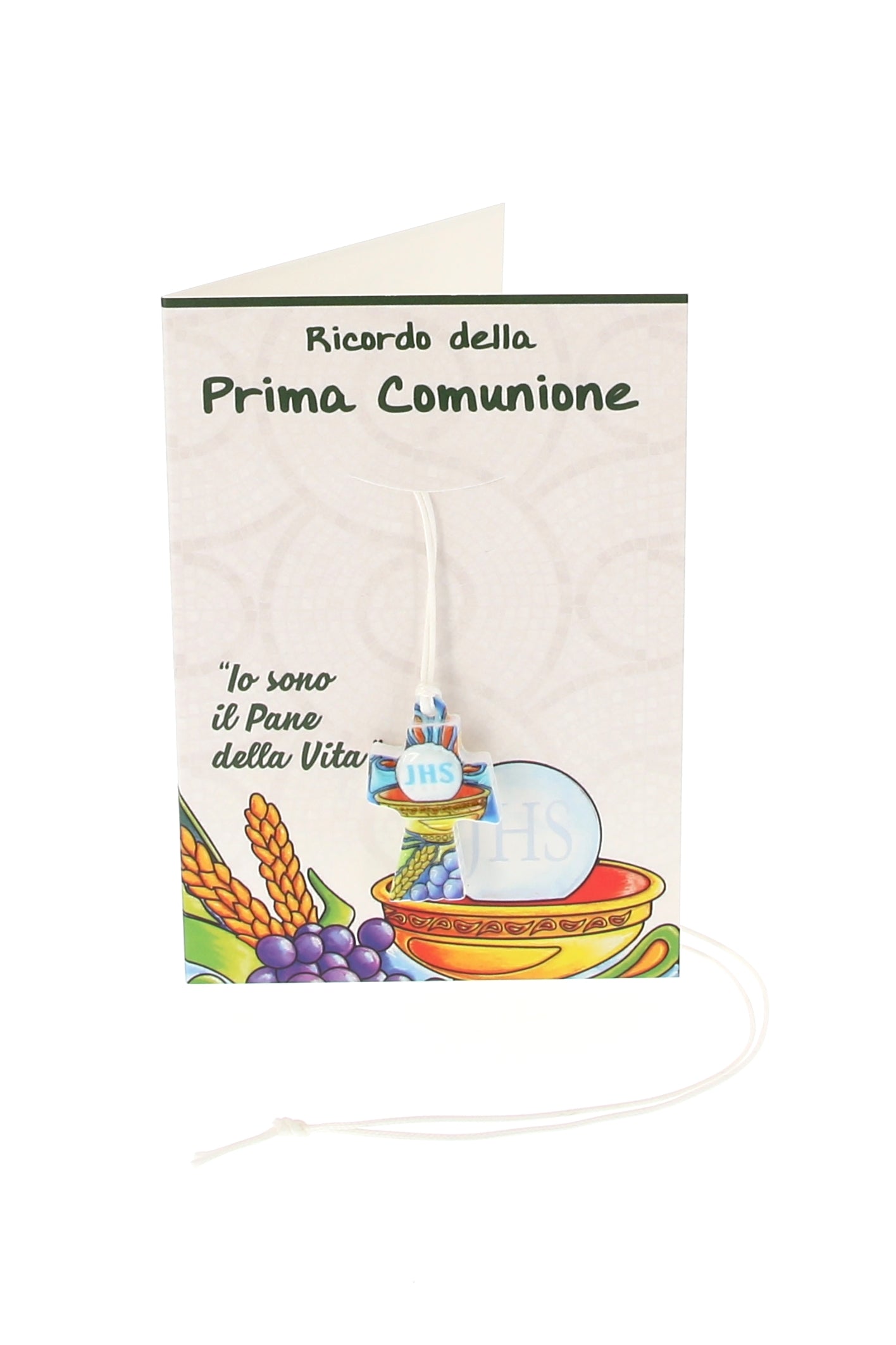 Ricordino Comunione - ciondolo Croce in polimero. Altezza 3,5 cm