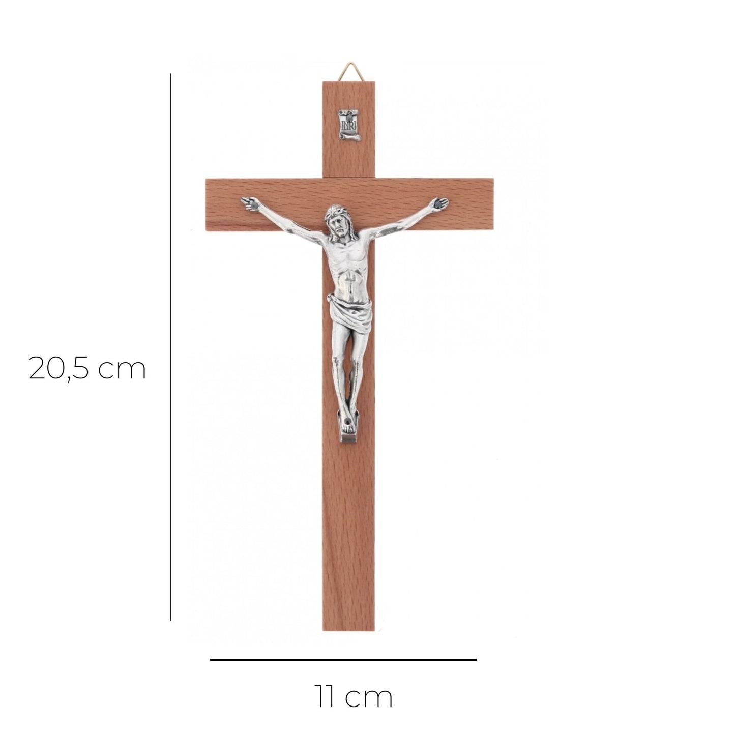 Crocifisso in legno e corpo in metallo. Altezza 20,5 cm