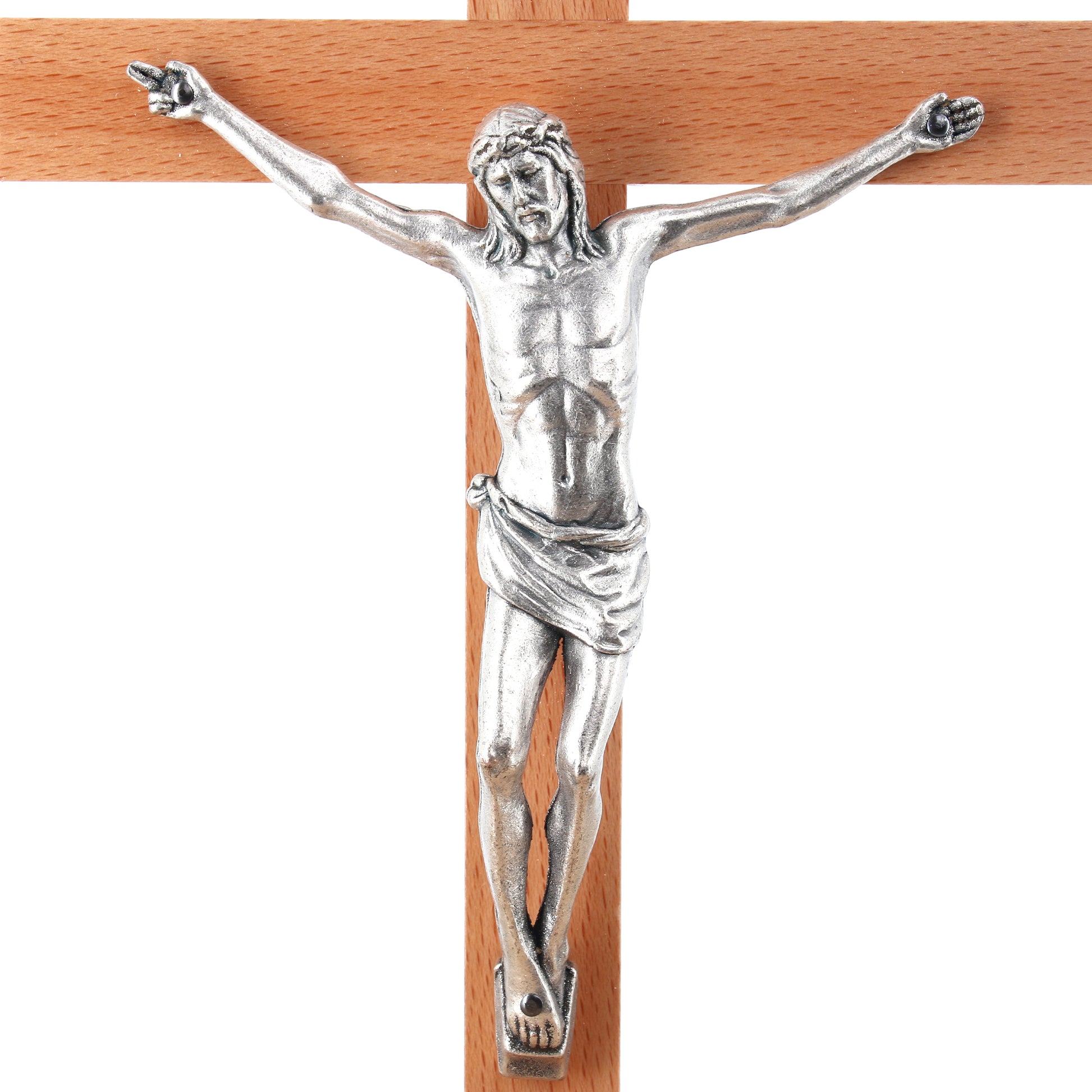 Crocifisso in legno e corpo in metallo. Altezza 20,5 cm