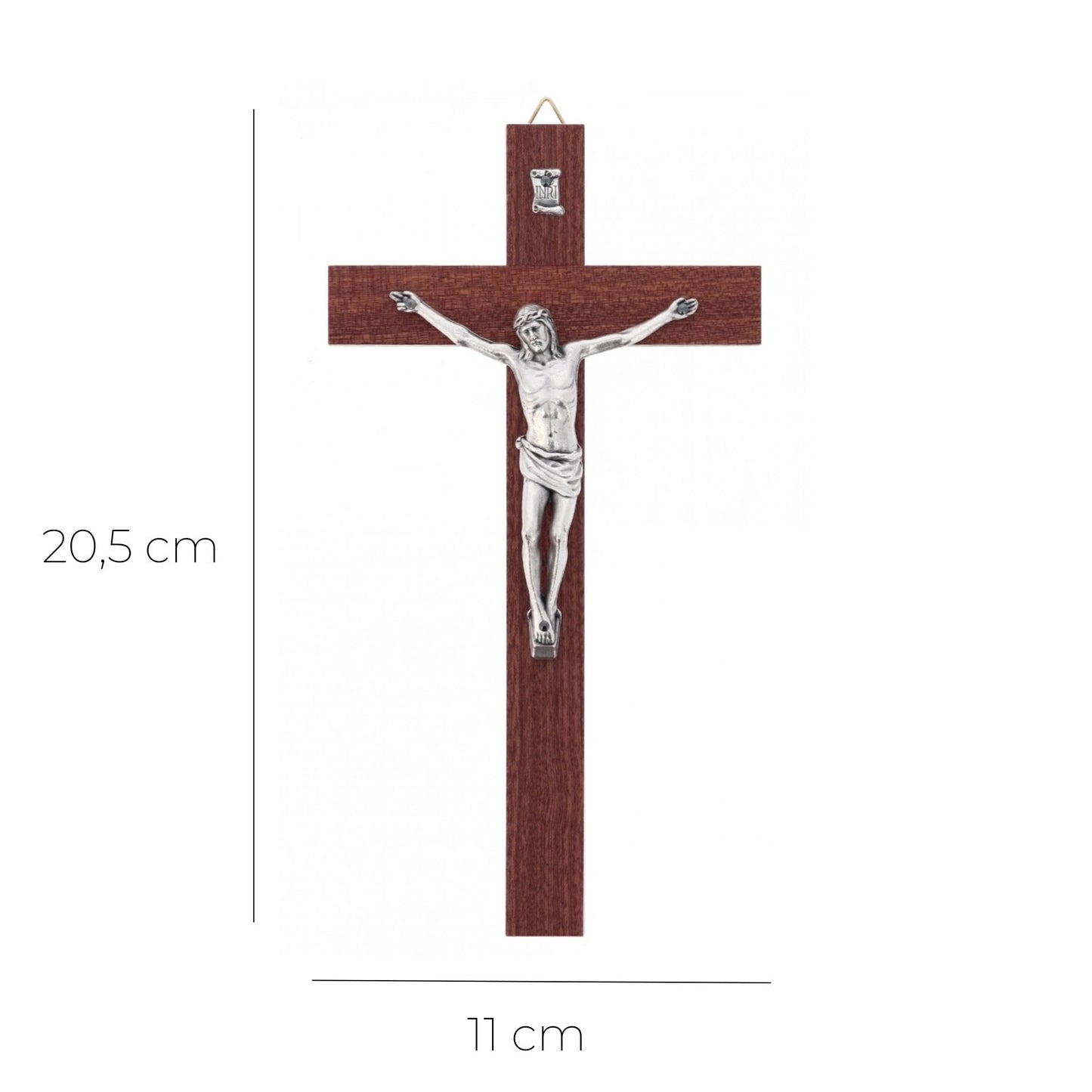 Crocifisso in legno e corpo in metallo. Altezza 20,5 cm