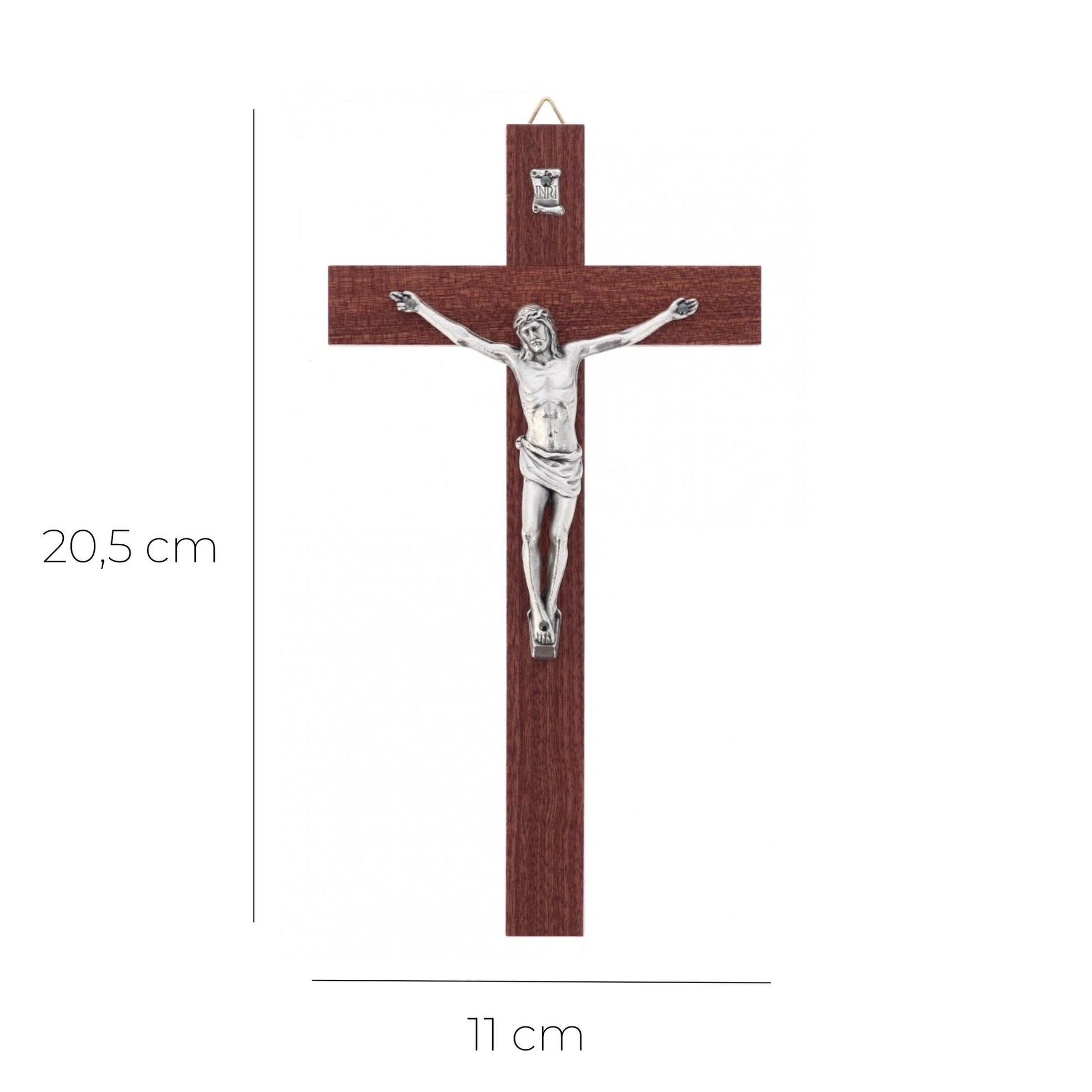 Crocifisso in legno e corpo in metallo. Altezza 20,5 cm