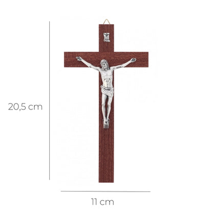 Crocifisso in legno e corpo in metallo. Altezza 20,5 cm