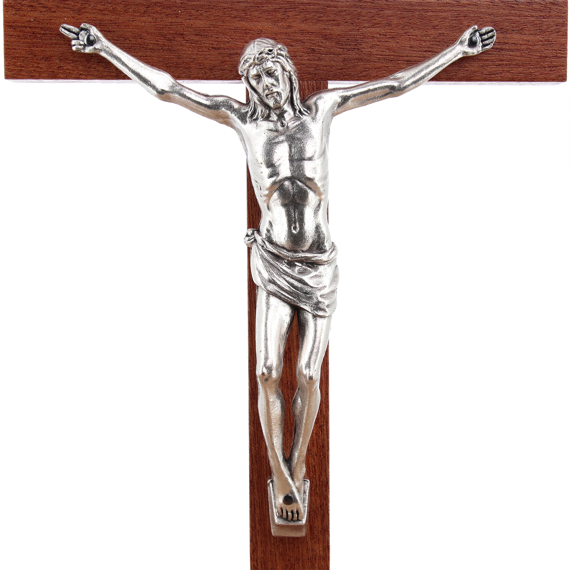 Crocifisso in legno e corpo in metallo. Altezza 20,5 cm