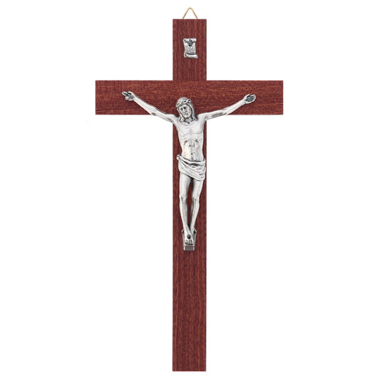 Crocifisso in legno e corpo in metallo. Altezza 20,5 cm