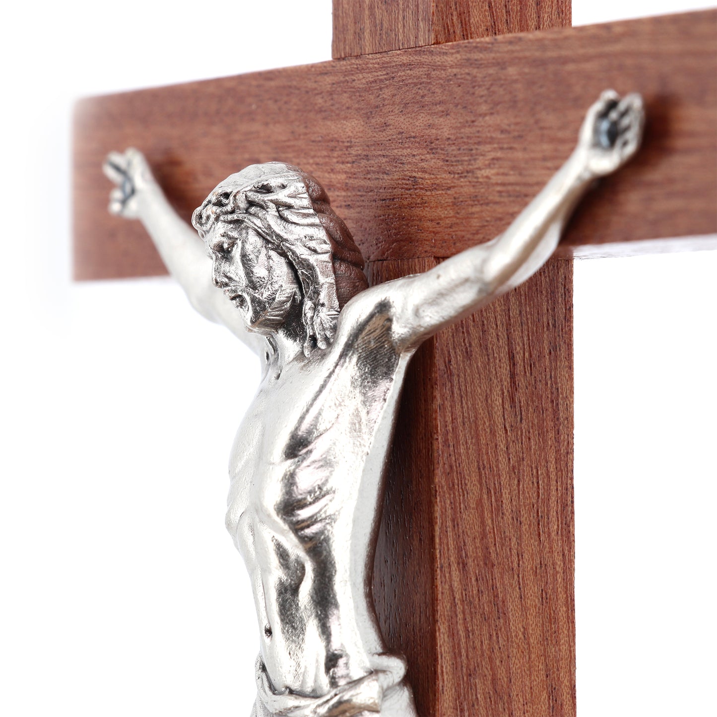 Crocifisso in legno e corpo in metallo. Altezza 28 cm