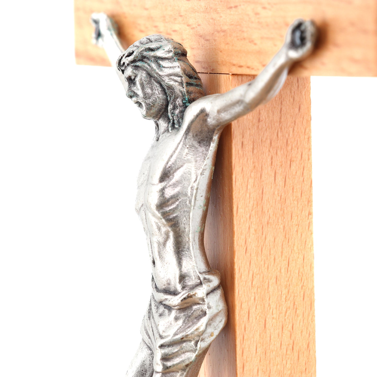 Crocifisso in legno e corpo in metallo. Altezza 24,5 cm