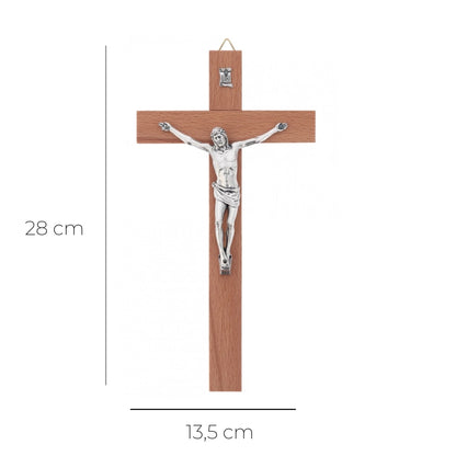Crocifisso in legno e corpo in metallo. Altezza 28 cm