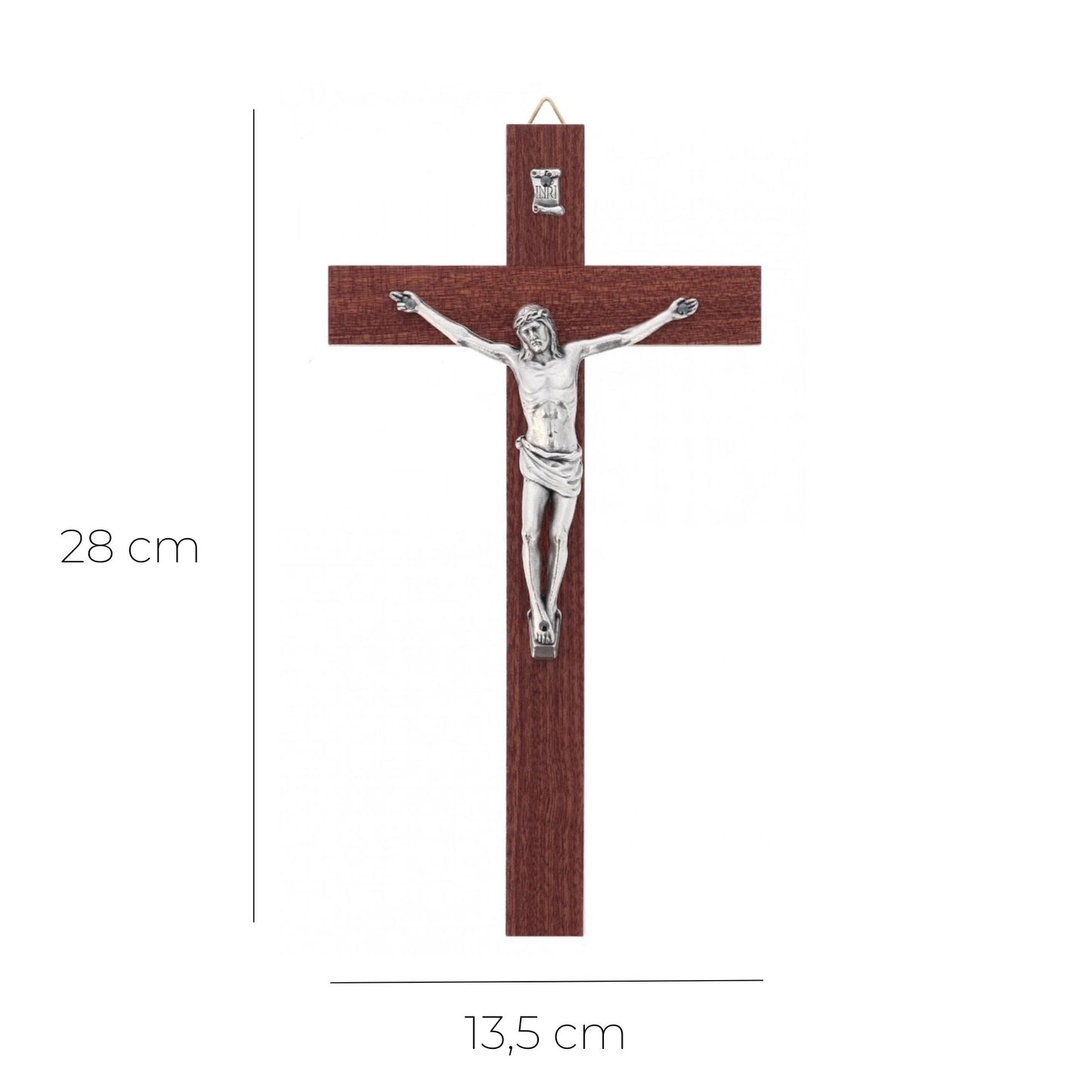 Crocifisso in legno e corpo in metallo. Altezza 28 cm