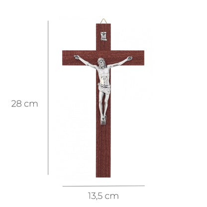 Crocifisso in legno e corpo in metallo. Altezza 28 cm