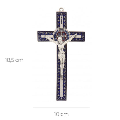 Crocifisso san Benedetto in metallo lavorato. Altezza 18,5 cm