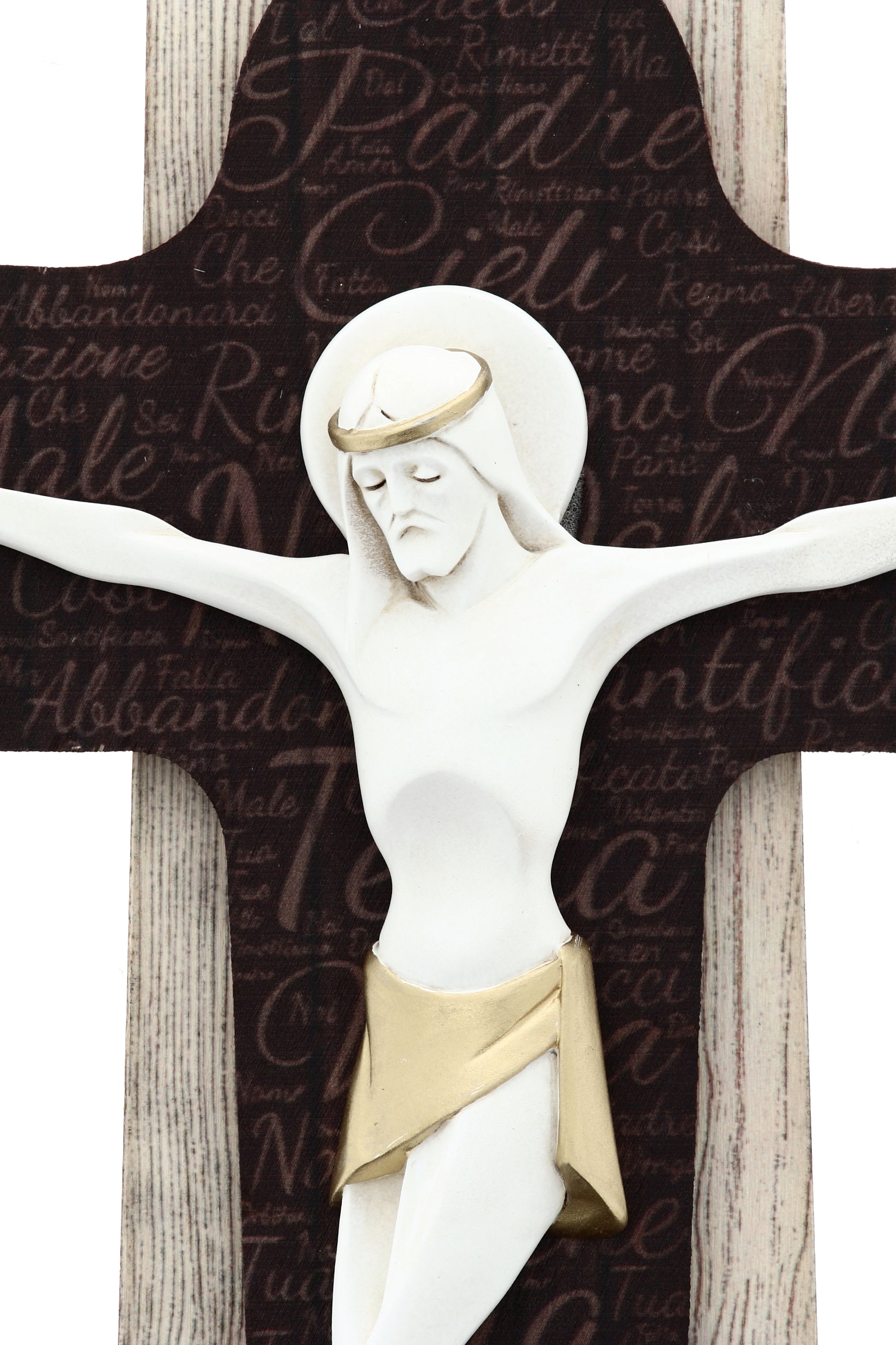 Crocifisso Padre Nostro in legno. Altezza 34 cm