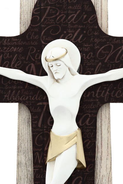 Crocifisso Padre Nostro in legno. Altezza 34 cm