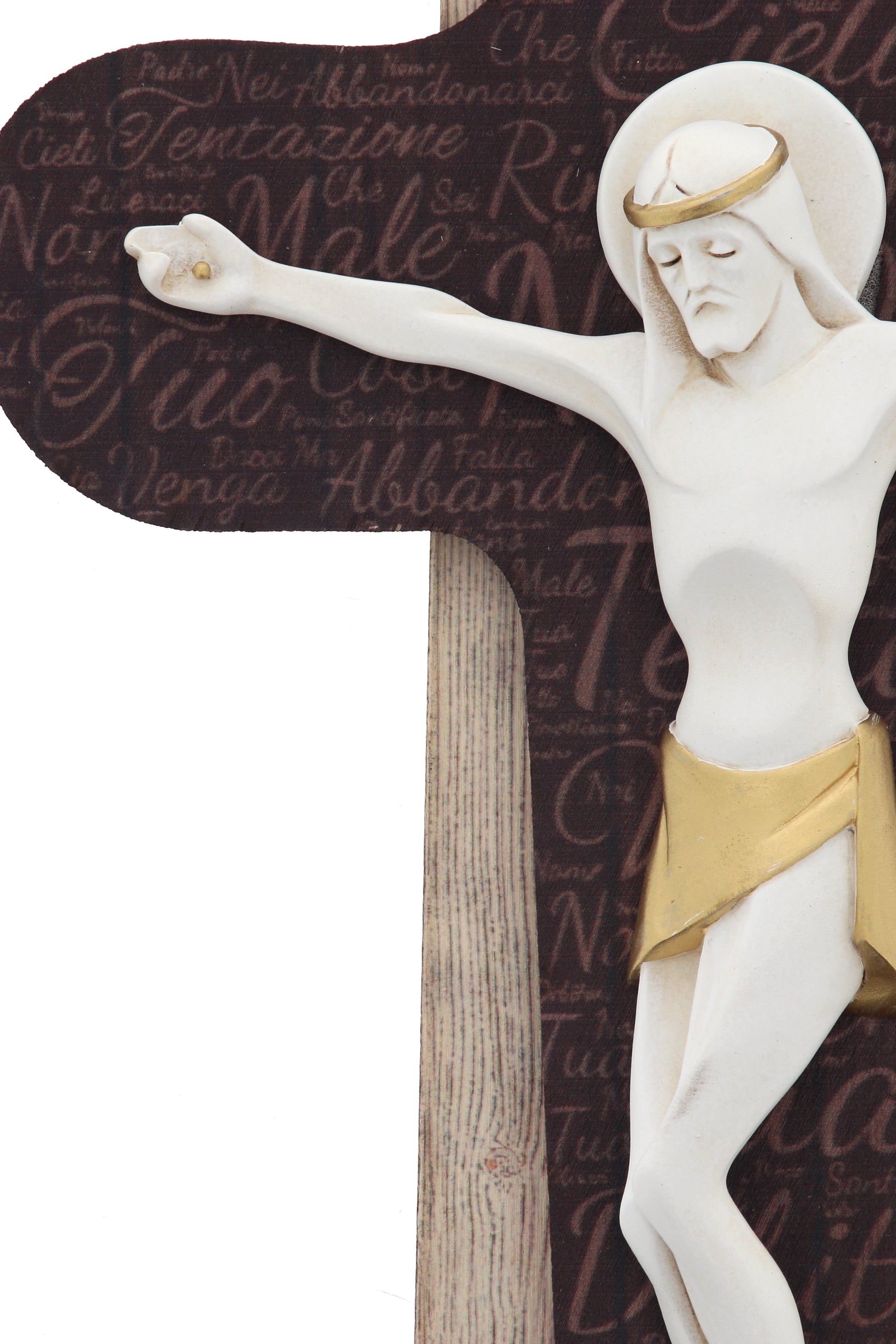 Crocifisso Padre Nostro in legno. Altezza 34 cm