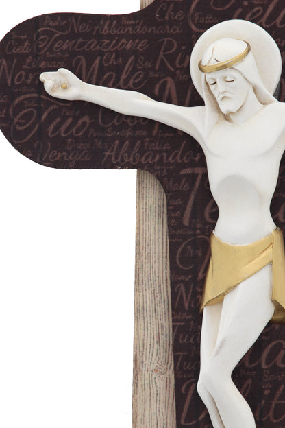 Crocifisso Padre Nostro in legno. Altezza 34 cm