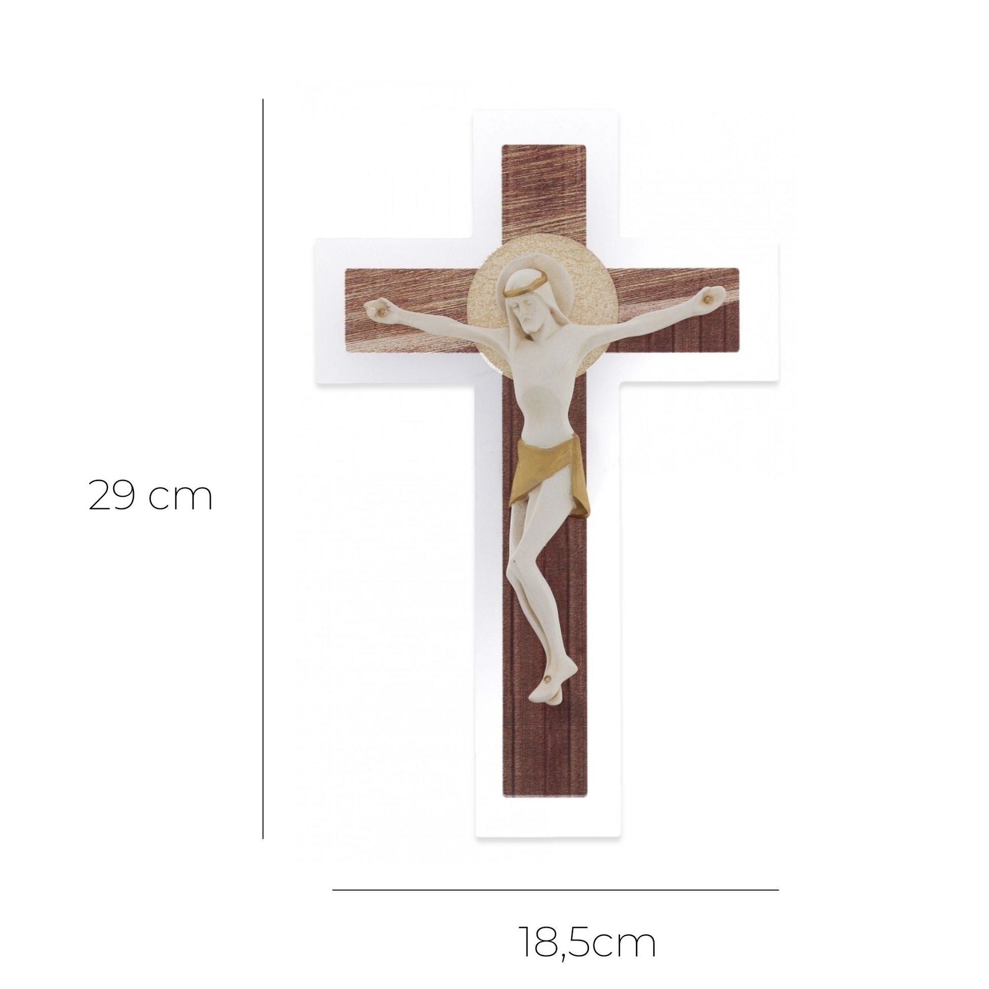 Crocifisso in plexiglass con corpo in resina. Altezza 29 cm