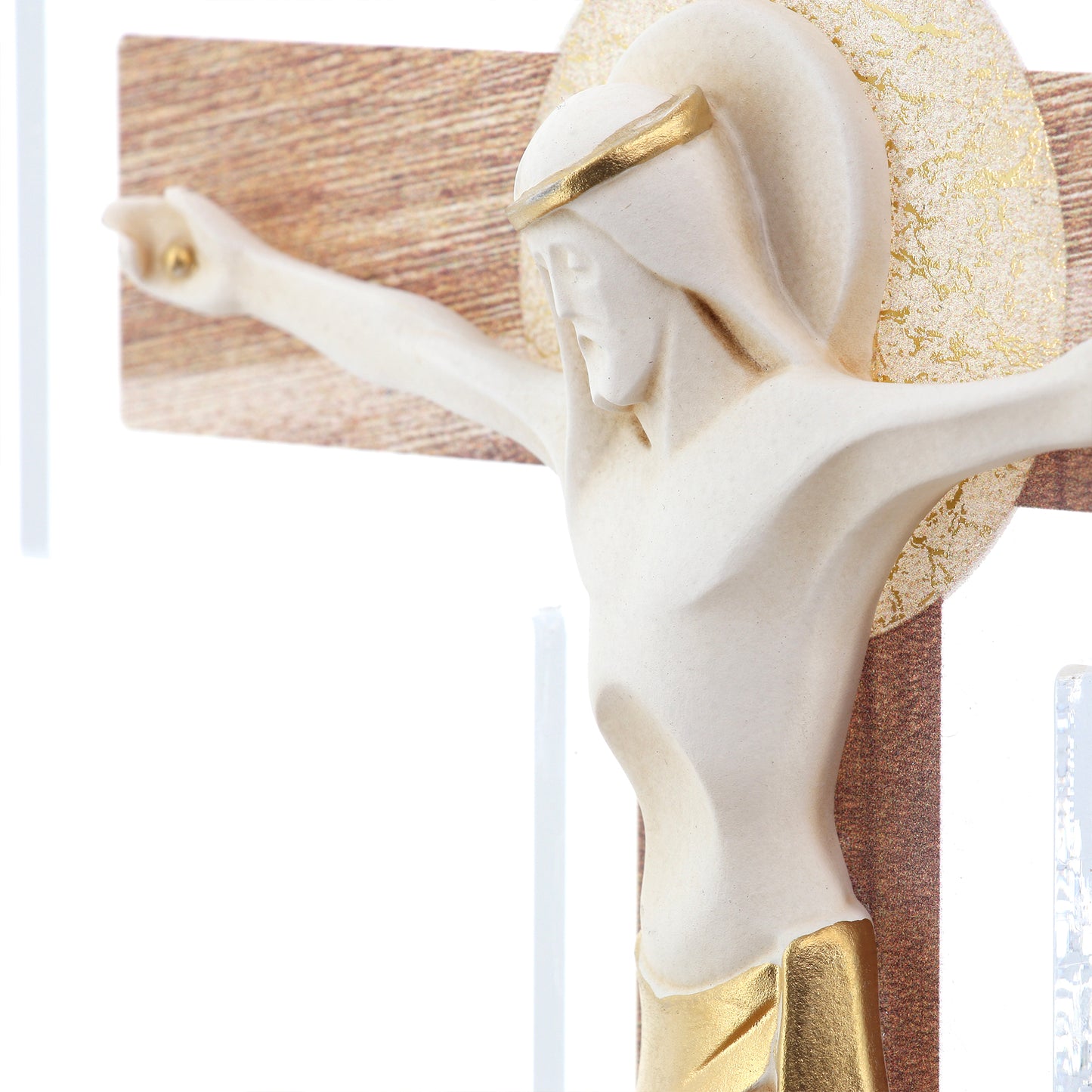 Crocifisso in plexiglass con corpo in resina. Altezza 29 cm