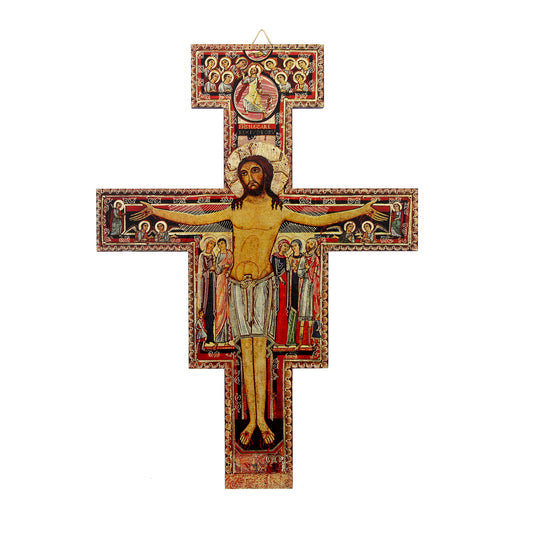 Crocifisso San Damiano in legno. Altezza 24 cm