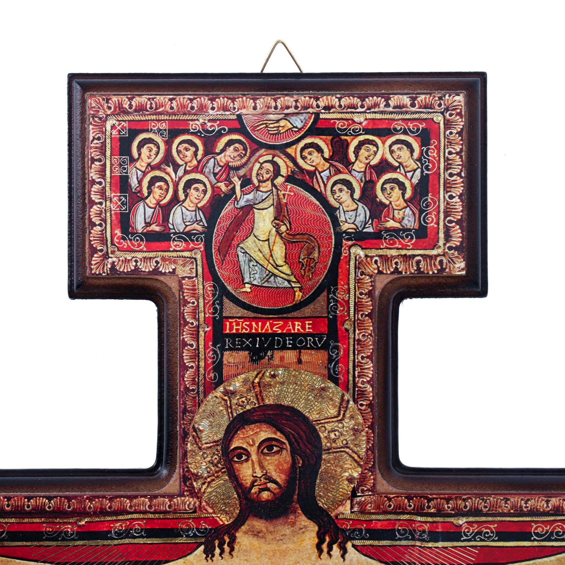 Crocifisso san Damiano in legno con rifilo. Altezza 40 cm