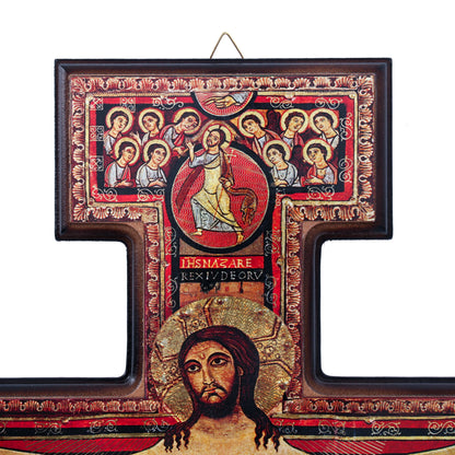 Crocifisso san Damiano in legno con rifilo. Altezza 40 cm