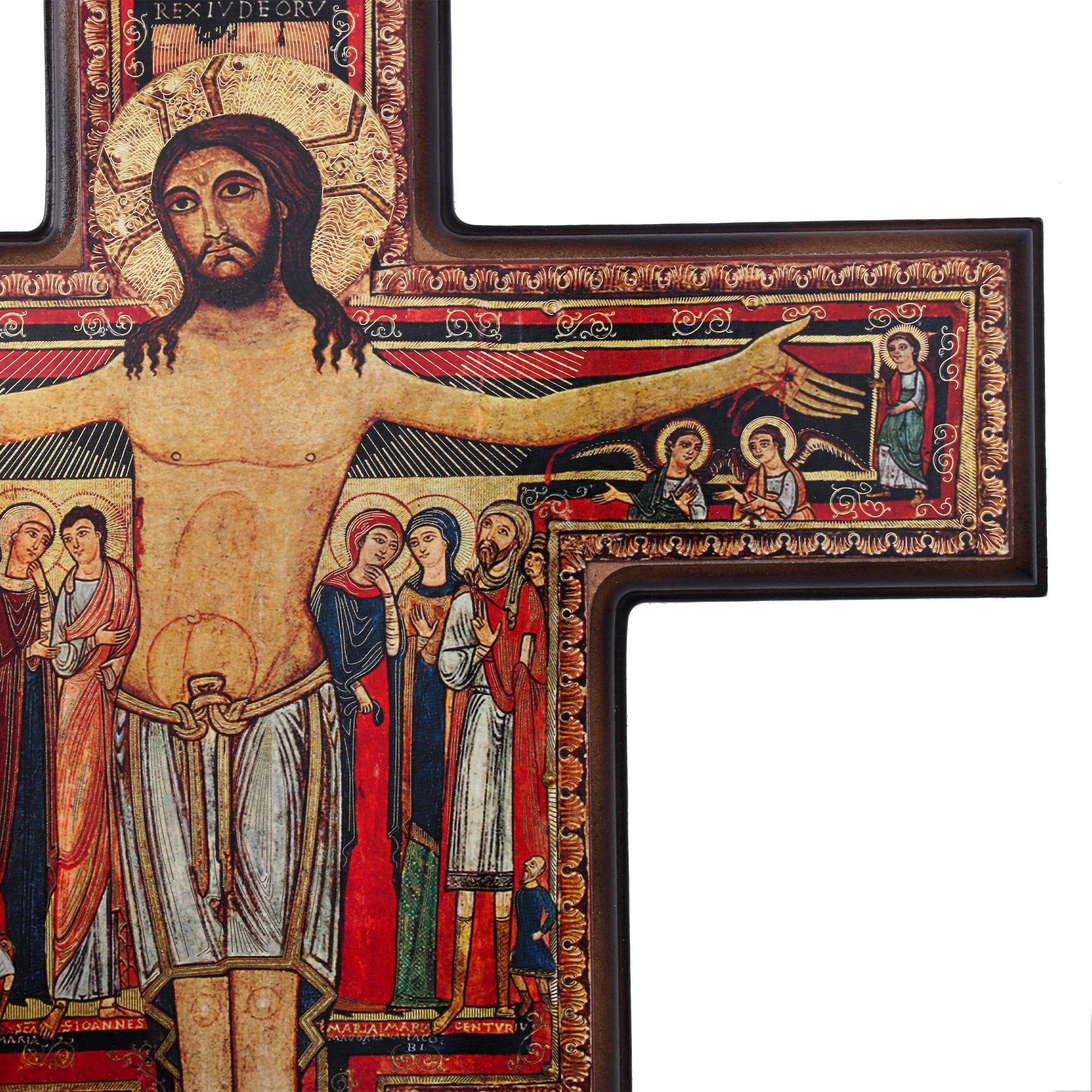 Crocifisso san Damiano in legno con rifilo. Altezza 40 cm