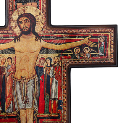 Crocifisso san Damiano in legno con rifilo. Altezza 40 cm