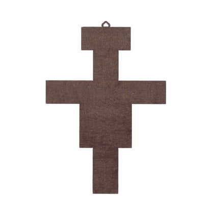 Crocifisso San Damiano in legno con gancio in legno. Altezza 24 cm