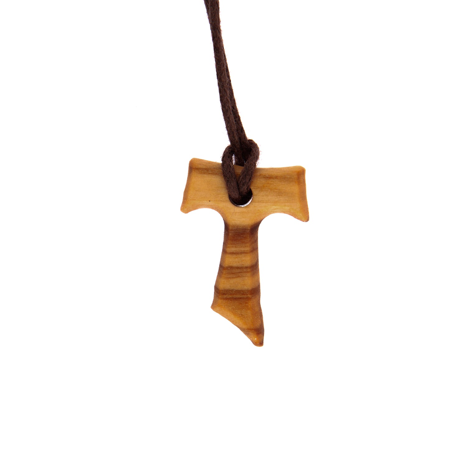Tau in legno d'ulivo con cordoncino. Dimensioni 2,5x1,7 cm