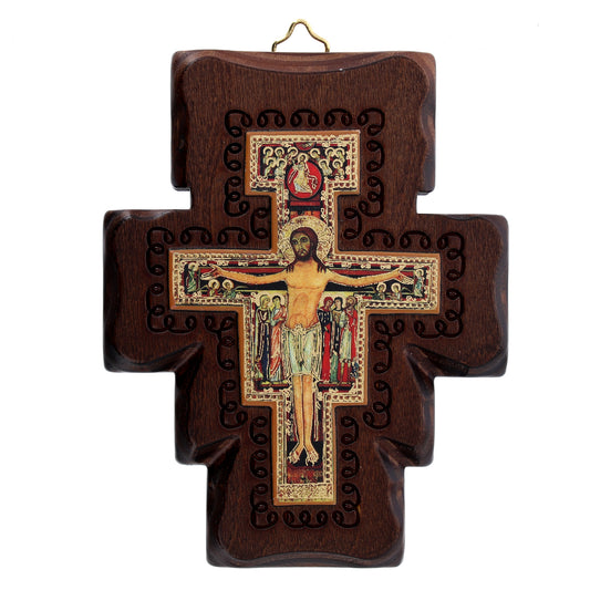 Crocifisso san Damiano in legno. Altezza 13 cm