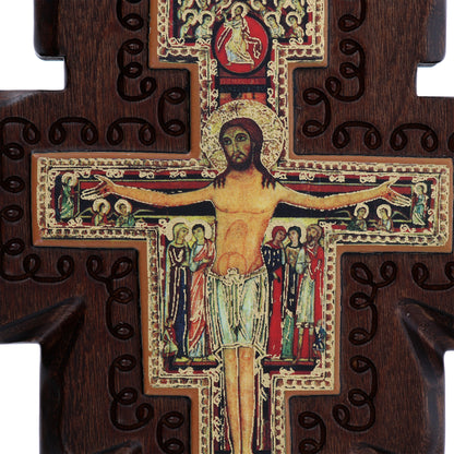 Crocifisso san Damiano in legno. Altezza 13 cm