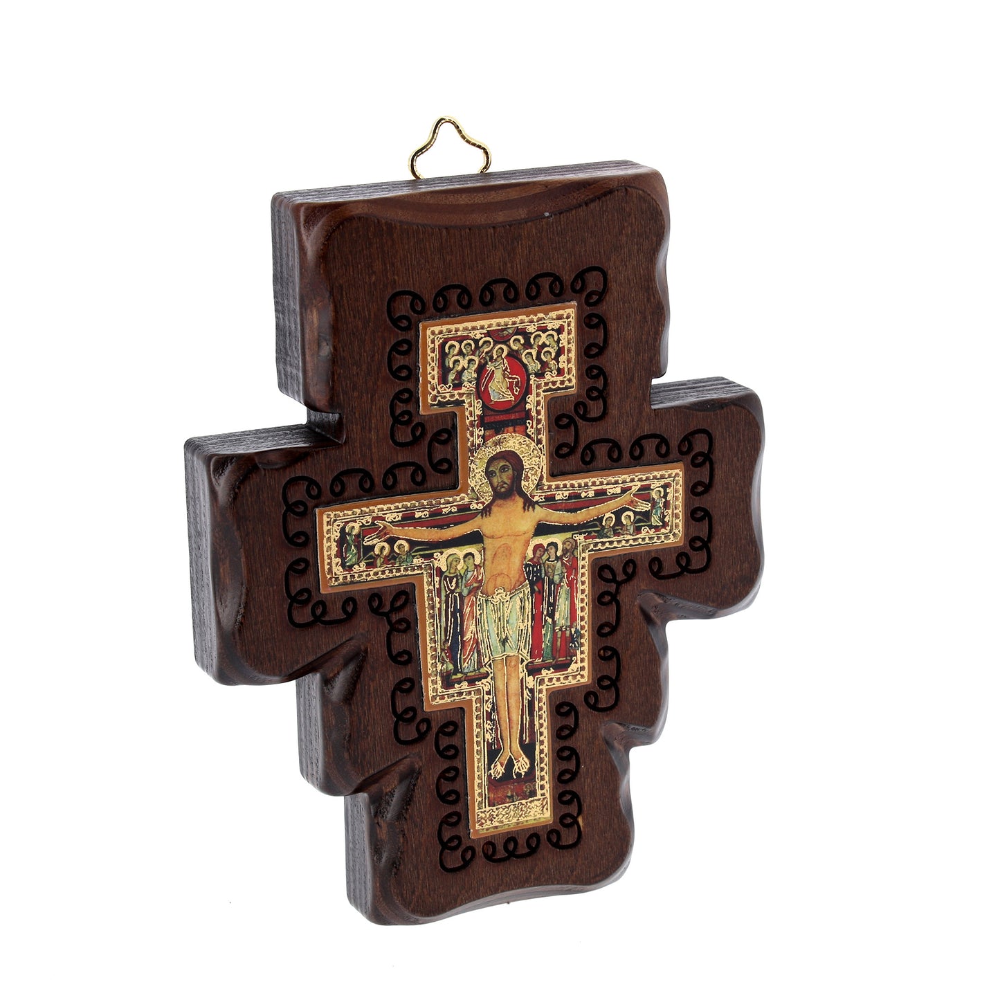 Crocifisso san Damiano in legno. Altezza 13 cm