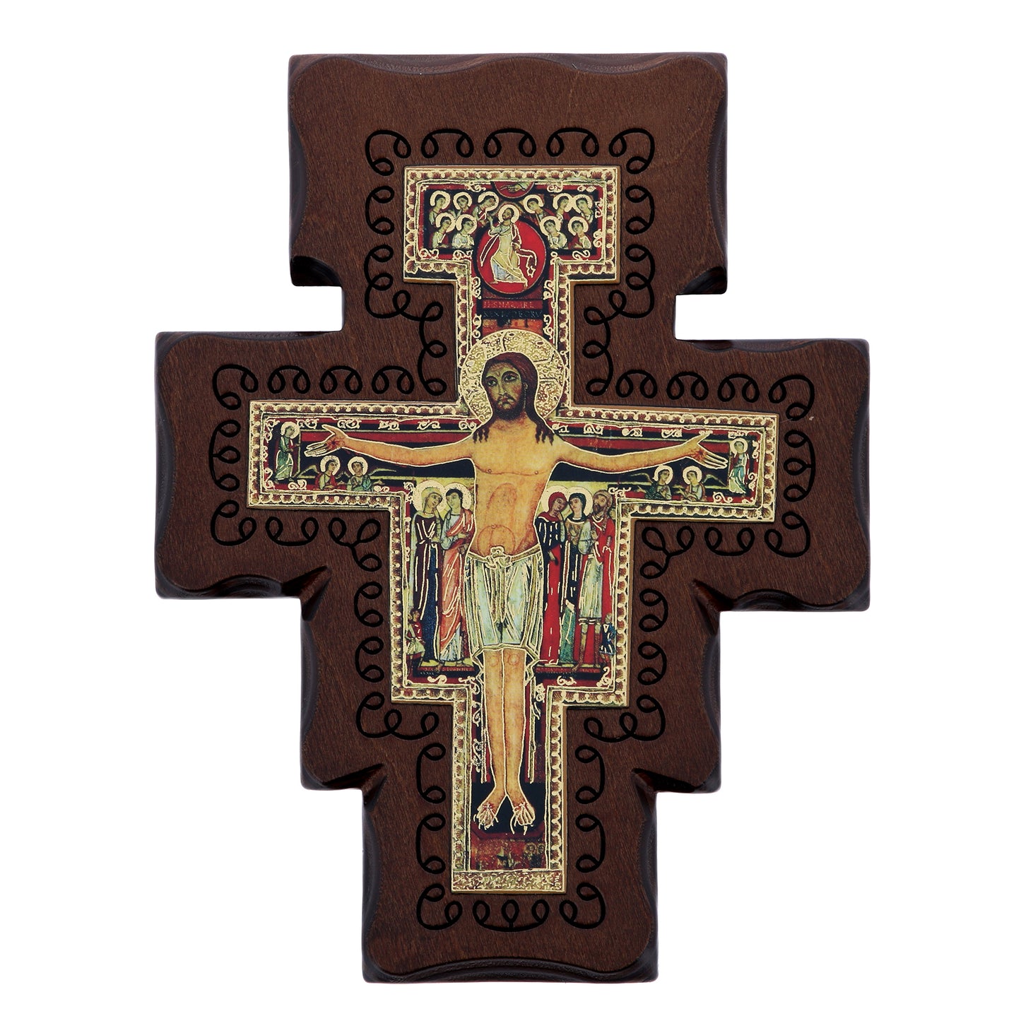 Crocifisso san Damiano in legno h. 22 cm