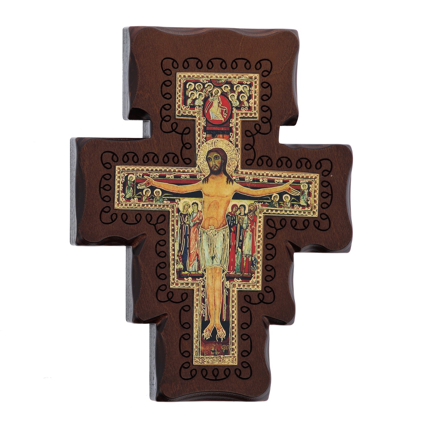Crocifisso san Damiano in legno h. 22 cm