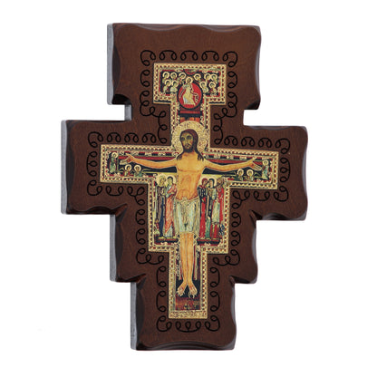 Crocifisso san Damiano in legno h. 22 cm