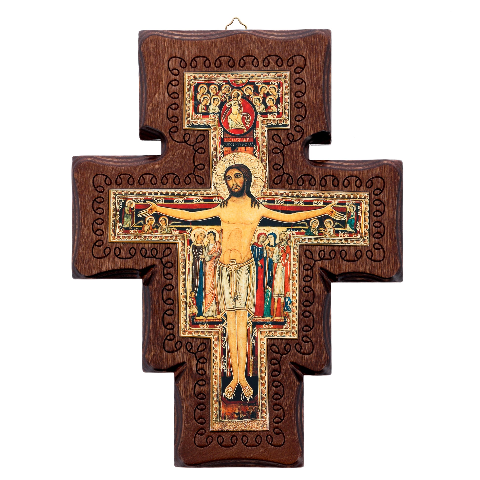 Crocifisso san Damiano in legno. Altezza 29,5 cm