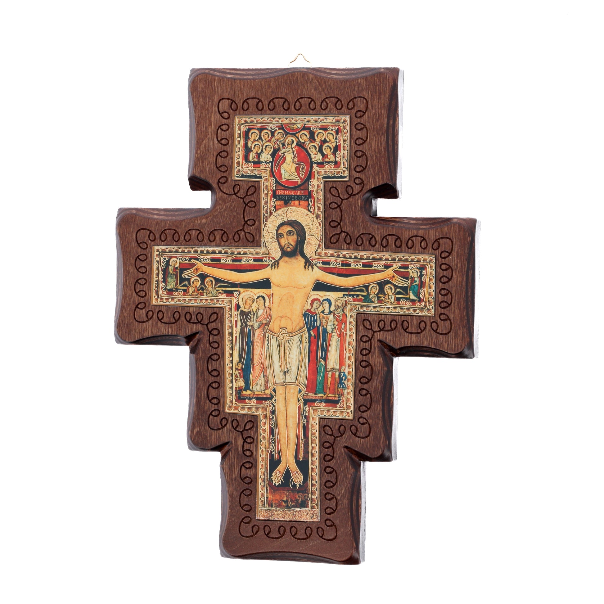 Crocifisso san Damiano in legno. Altezza 29,5 cm